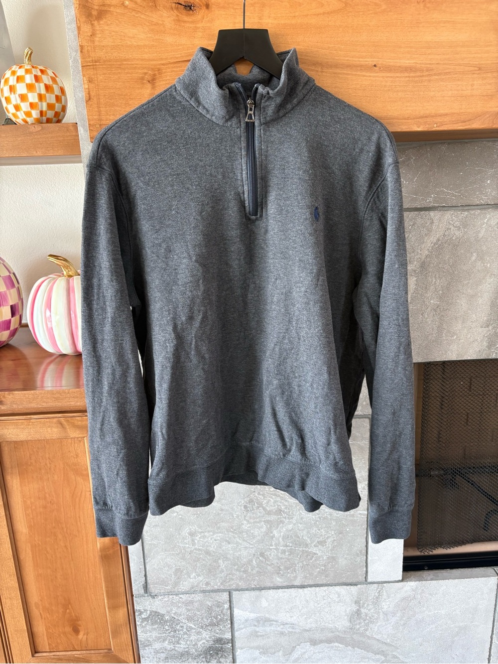 Polo by Ralph Lauren Men's Charcoal Gray Quarter-Zip Sweater